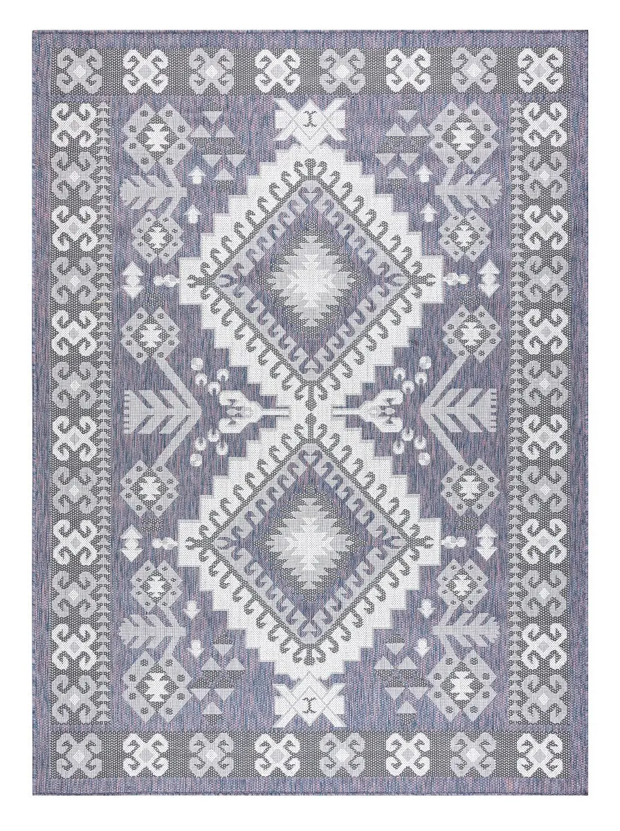 Kusový koberec Sion Sisal Aztec 3007 blue/pink/ecru – na ven i na doma 120x170 cm
