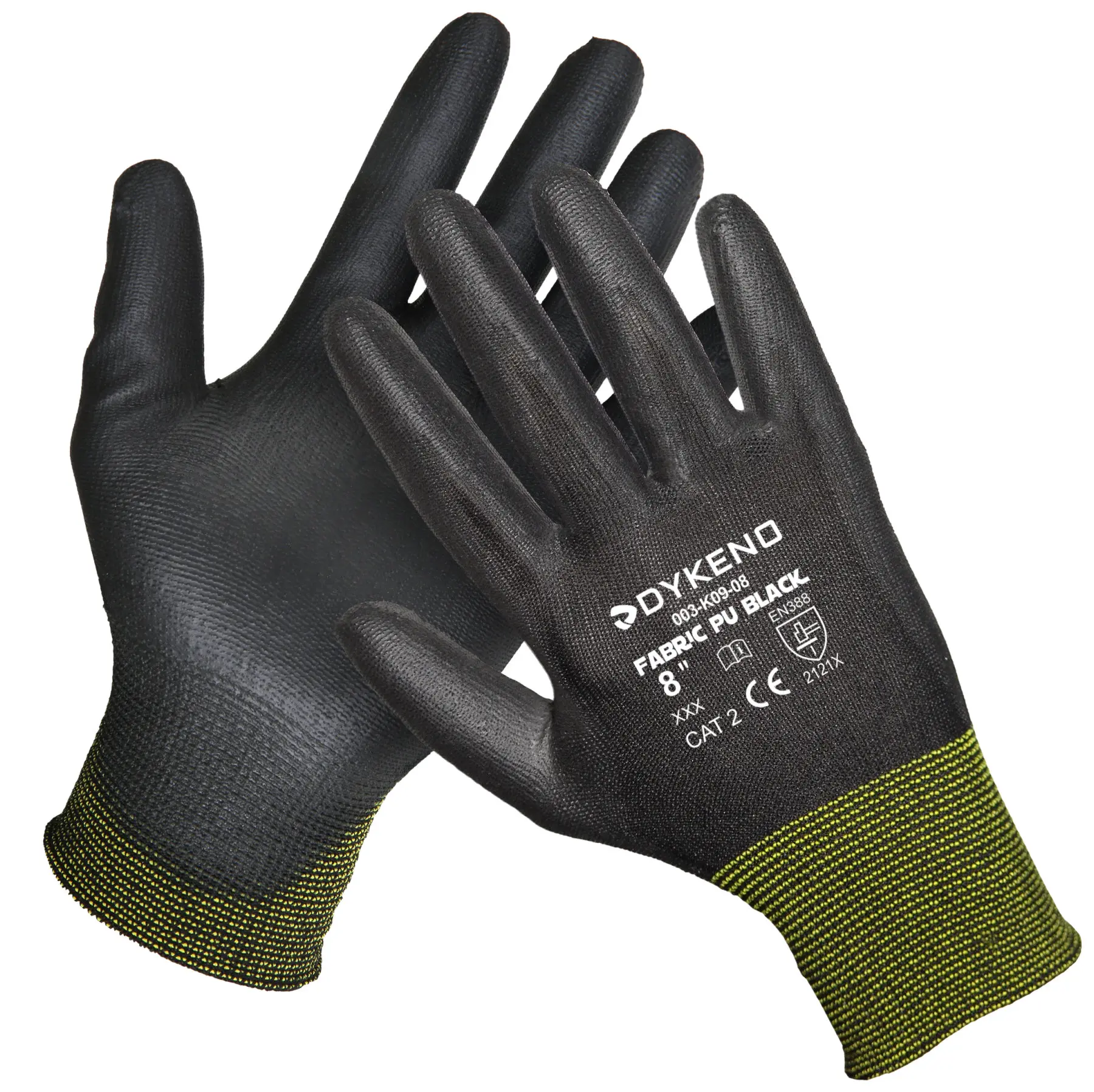 DYKENO Fabric PU black jemné vrstvené montážní rukavice 100 párů