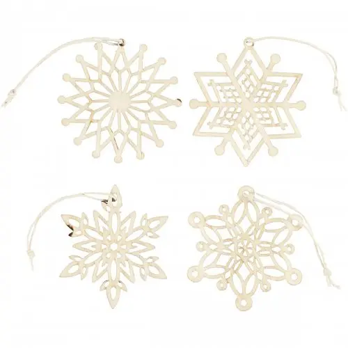 Creative Vánoční ornamenty dřevěné, 7 cm, 8 ks