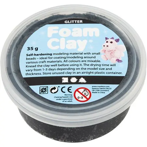 Creative Samotvrdnoucí modelovací pěnová kuličková hmota Foam Clay 35g ČERNÁ TŘPYTIVÁ
