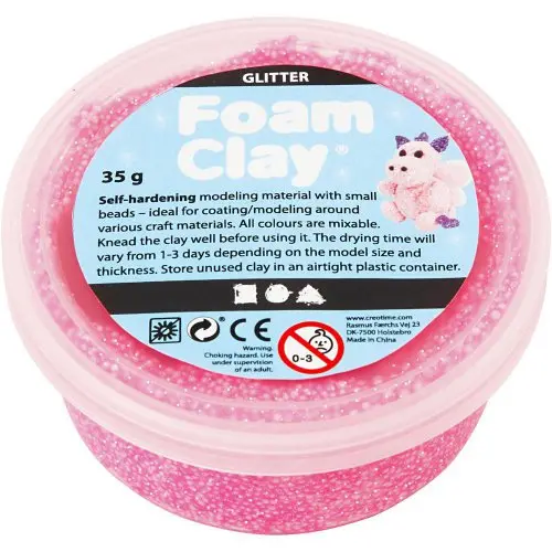 Creative Samotvrdnoucí modelovací pěnová kuličková hmota Foam Clay 35g RŮŽOVÁ TŘPYTIVÁ