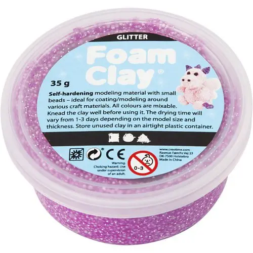Creative Samotvrdnoucí modelovací pěnová kuličková hmota Foam Clay 35g FIALOVÁ TŘPYTIVÁ