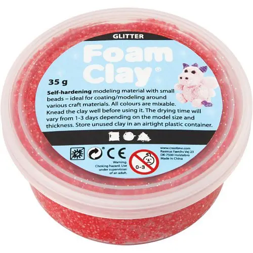 Creative Samotvrdnoucí modelovací pěnová kuličková hmota Foam Clay 35g ČERVENÁ TŘPYTIVÁ