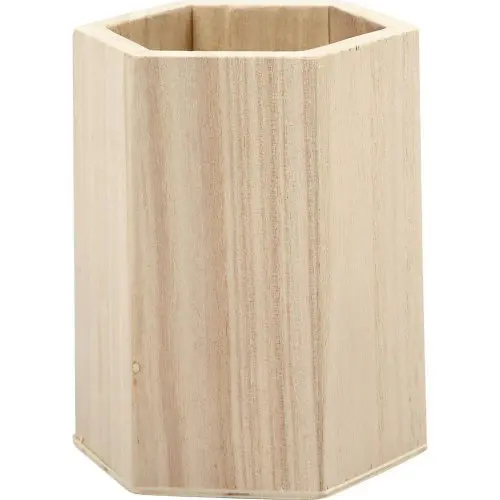 Dřevěný stojan na tužky šestihranný