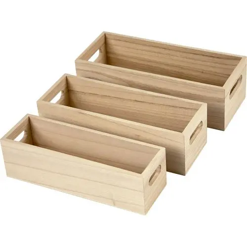 Creative Truhlíky dřevěné 3 ks - různé velikosti