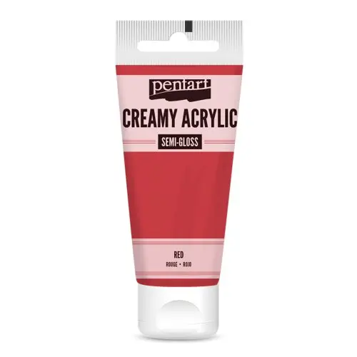 Pentart Krémová akrylová barva pololesklá PENTART 60 ml ČERVENÁ