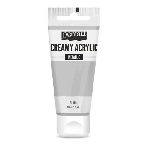 Pentart Krémová akrylová barva metalická PENTART 60 ml STŘÍBRNÁ