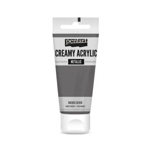 Pentart Krémová akrylová barva metalická PENTART 60 ml ROKOKO STŘÍBRNÁ