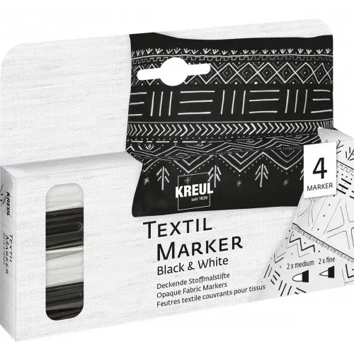 Fixy na textil Black and White 4 ks - KREUL