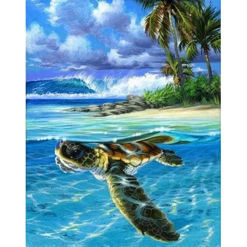 Figured ART Malování podle čísel - ŽELVA PLAVE V MOŘI  na rámu 40 x 50 cm