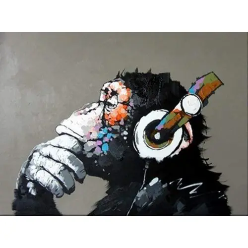 Figured ART Malování podle čísel - OPICE SE SLUCHÁTKY bez rámu 40 x 50 cm