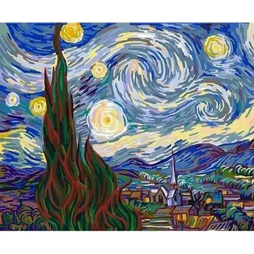 Figured ART Malování podle čísel - VAN GOGH HVĚZDNÁ NOC bez rámu 40 x 50 cm