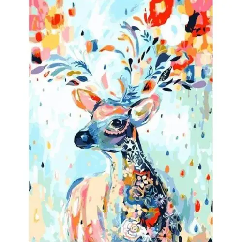 Figured ART Malování podle čísel - JELEN BAREVNÝ AKVAREL bez rámu 40 x 50 cm