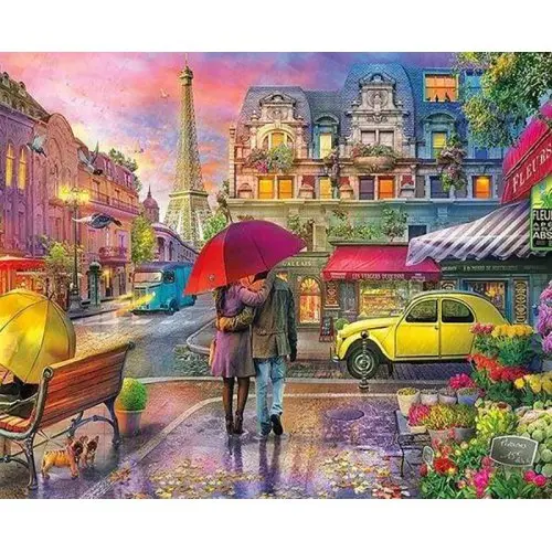 Figured ART Diamantové malování - ROMANTIKA V PAŘÍŽI bez rámu 40 x 50 cm