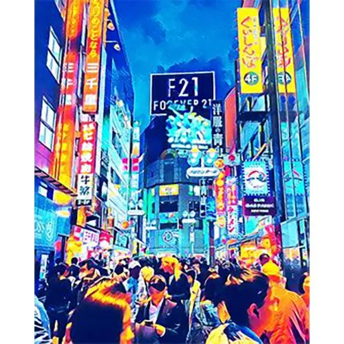Figured ART Diamantové malování - ULICE V TOKYU bez rámu 40 x 50 cm