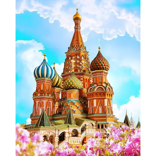 Figured ART Diamantové malování - CHRÁM VASILA BLAŽENÉHO MOSKVA bez rámu 40 x 50 cm