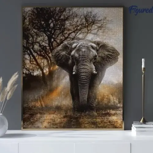 Figured ART Diamantové malování - SLON NA SAVANĚ na rámu 40 x 50 cm
