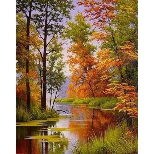 Figured ART Diamantové malování - PODZIMNÍ JEZERO na rámu 40 x 50 cm