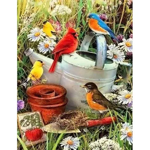 Figured ART Diamantové malování - PTÁCI V ZAHRADĚ na rámu 40 x 50 cm