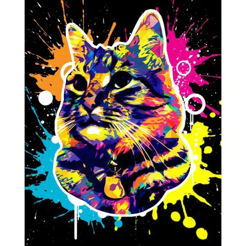 Figured ART Diamantové malování - SUPER KOČKA POP ART na rámu 40 x 50 cm