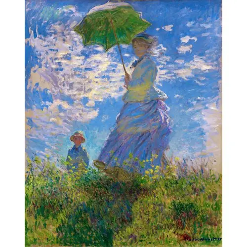 Figured ART Malování podle čísel - ŽENA SE SLUNEČNÍKEM,  Claude Monet na rámu 40 x 50 cm