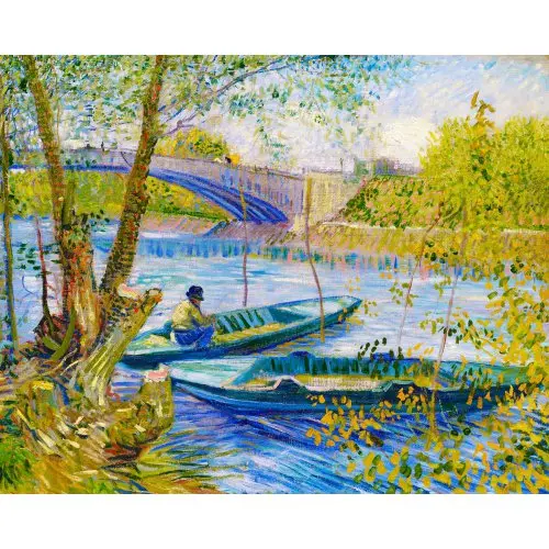 Figured ART Malování podle čísel - RYBOLOV NA JAŘE, Vincent van Gogh bez rámu 40 x 50 cm