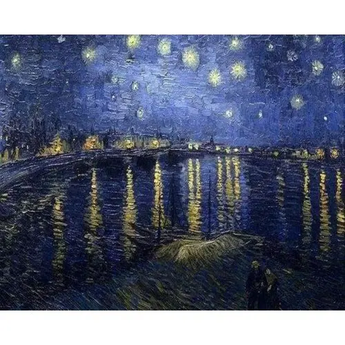 Figured ART Vyšívání křížkové sada - Van Gogh - Hvězdná noc nad Rhonou 32 x 40 cm