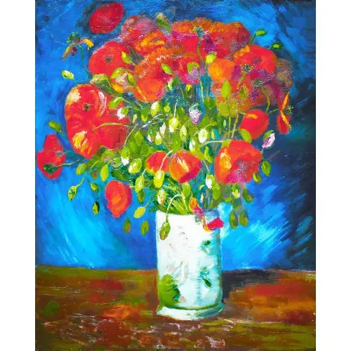 Figured ART Vyšívání křížkové sada  - Van Gogh - Váza s máky 32 x 40 cm