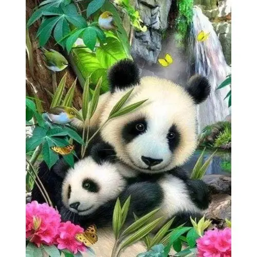 Figured ART Vyšívání křížkové sada - Pandí rodinka 32 x 40 cm