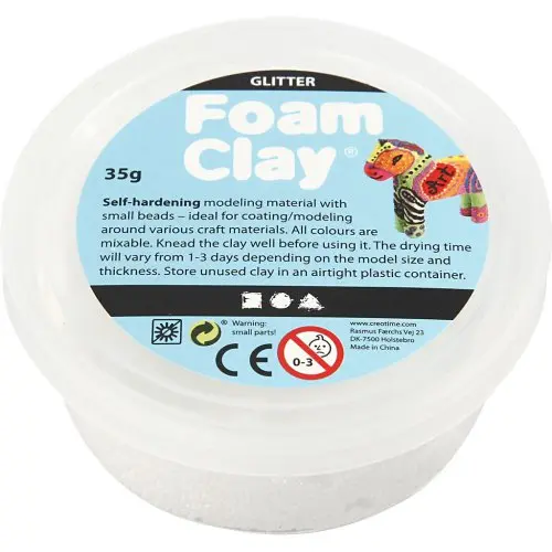 Creative Samotvrdnoucí modelovací pěnová kuličková hmota Foam Clay 35g BÍLÁ TŘPYTIVÁ