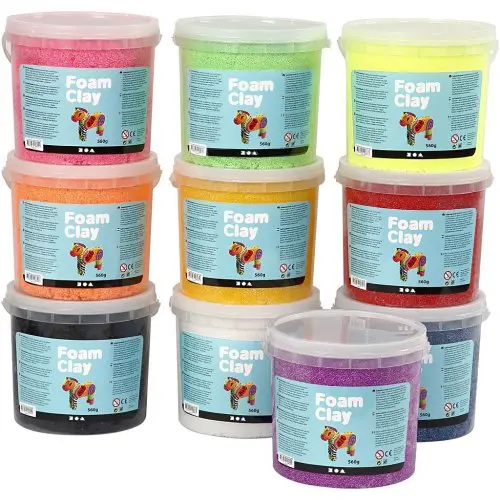 Creative Samotvrdnoucí modelovací pěnová kuličková hmota Foam Clay SADA 10 x 560g BAREV