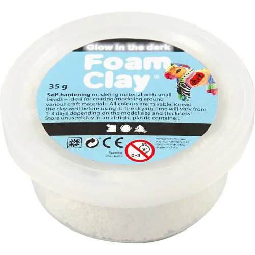 Creative Samotvrdnoucí modelovací pěnová kuličková hmota Foam Clay 35g SVÍTÍCÍ VE TMĚ