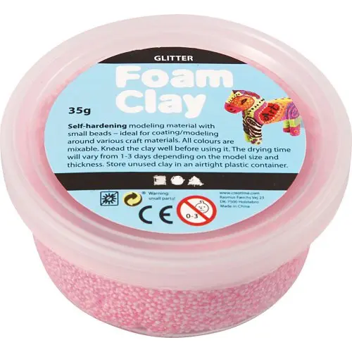 Creative Samotvrdnoucí modelovací pěnová kuličková hmota Foam Clay 35g  SVĚTLÁ ČERVENÁ TŘPYTIVÁ