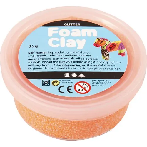 Creative Samotvrdnoucí modelovací pěnová kuličková hmota Foam Clay 35g ORANŽOVÁ TŘPYTIVÁ