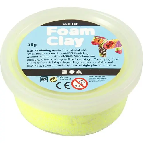 Creative Samotvrdnoucí modelovací pěnová kuličková hmota Foam Clay 35g ŽLUTÁ TŘPYTIVÁ