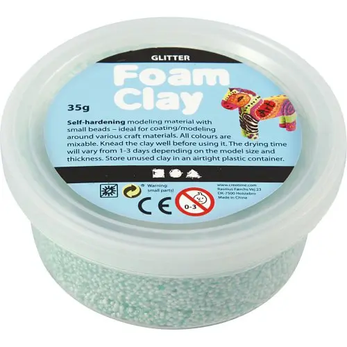 Creative Samotvrdnoucí modelovací pěnová kuličková hmota Foam Clay 35g SVĚTLÁ ZELENÁ TŘPYTIVÁ