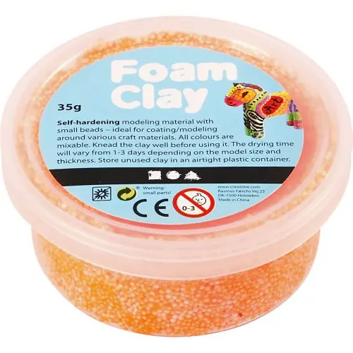 Creative Samotvrdnoucí modelovací pěnová kuličková hmota Foam Clay 35g NEON ORANŽOVÁ
