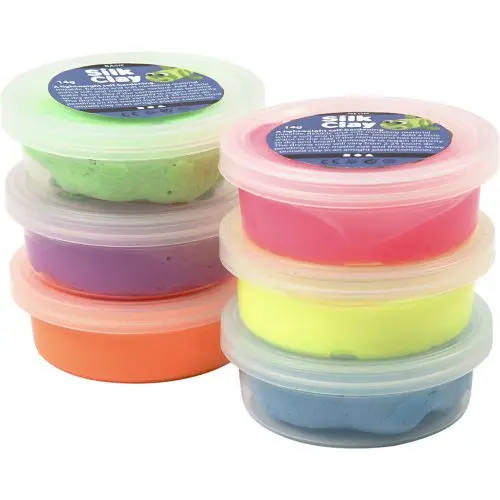 Creative Samotvrdnoucí modelovací lehká hmota Silk Clay SADA 6 barev NEONOVÉ BARVY