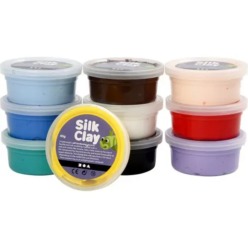 Creative Samotvrdnoucí modelovací lehká hmota Silk Clay SADA 10 barev ZÁKLADNÍ BARVY