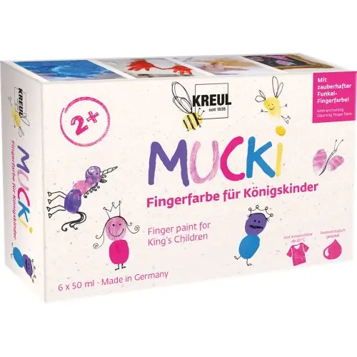 Prstové barvy MUCKI pro dívky - KREUL / sada 6 x 50 ml