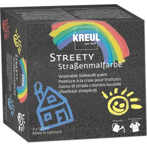 Smývatelná barva na chodník STREETY - KREUL / sada 4 x 120 ml