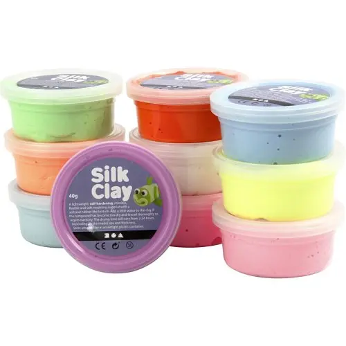 Creative Samotvrdnoucí modelovací lehká hmota Silk Clay SADA 10 barev NEONOVÉ BARVY