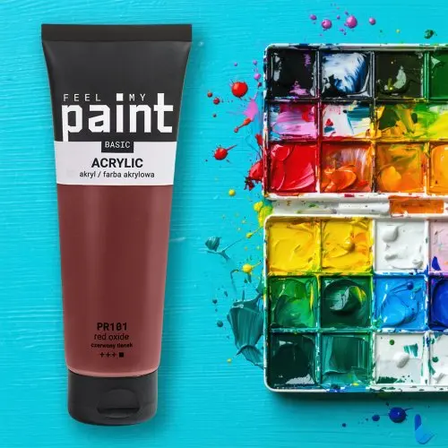 FeelMyPaint Akrylová barva FeelMyPaint 120 ml MARS ČERVENÁ - certifikace o bezpečnosti dětských hraček