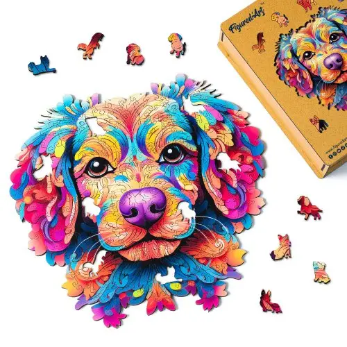 Figured ART Dřevěné puzzle 2D sada - BAREVNÝ PES