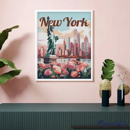 Figured ART Malování podle čísel - VINTAGE ROZKVETLÝ NEW YORK bez rámu 40 x 50 cm