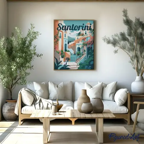 Figured ART Malování podle čísel - VINTAGE ROZKVETLÉ SANTORINI bez rámu 40 x 50 cm