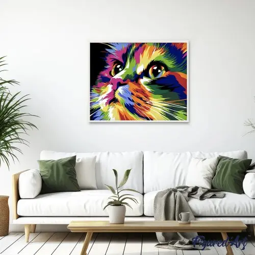 Figured ART Malování podle čísel - ROZTOMILÁ POP ART KOČKA na rámu 40 x 50 cm