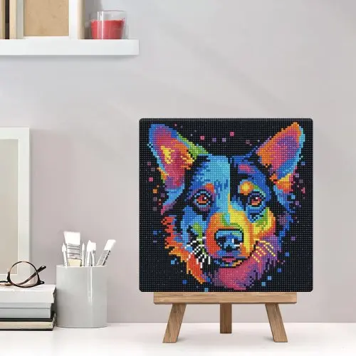Figured ART Mini diamantové malování - BAREVNÝ PES POP ART 25 x 25 cm bez rámu