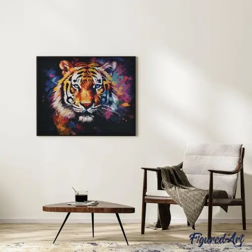 Figured ART Diamantové malování -  BAREVNÝ TYGR 40 x 50 cm bez rámu