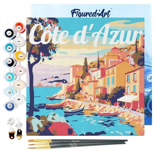 Figured ART Mini malování podle čísel - Travel Poster COTE d'AZUR 20 x 20 cm na rámu